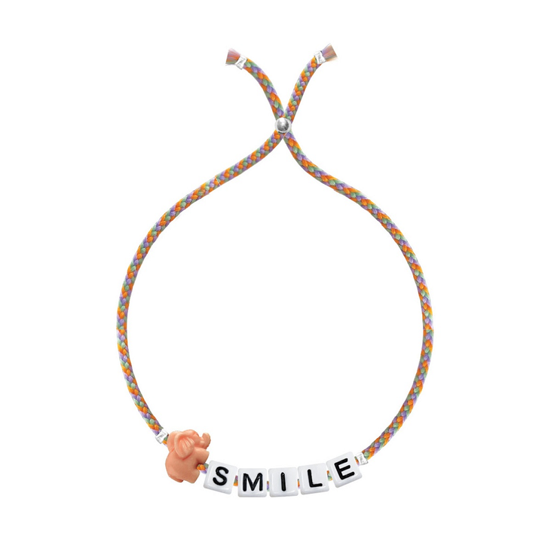Square Letter And Charm Bracelet - Smile