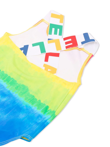 Girls Cross Back Swimsuit in Tie Dye Print