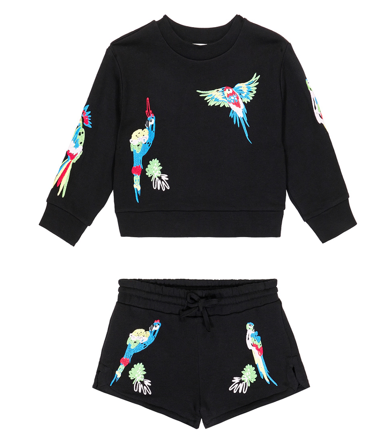 Girls Sweatshirt and Shorts Set with Embroidery