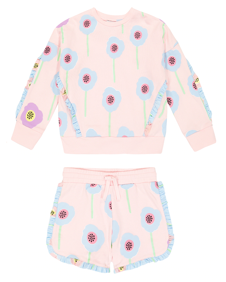 Girls Shorts & Sweatshirt Set in Pink