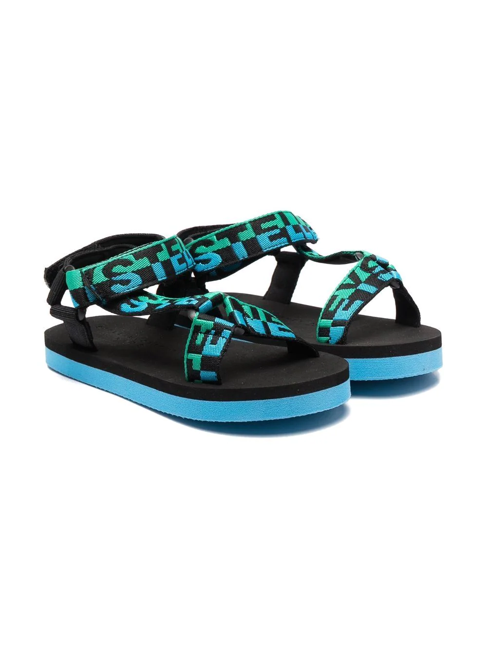 Load image into Gallery viewer, Boys Black Sandals with Blue Outer Sole
