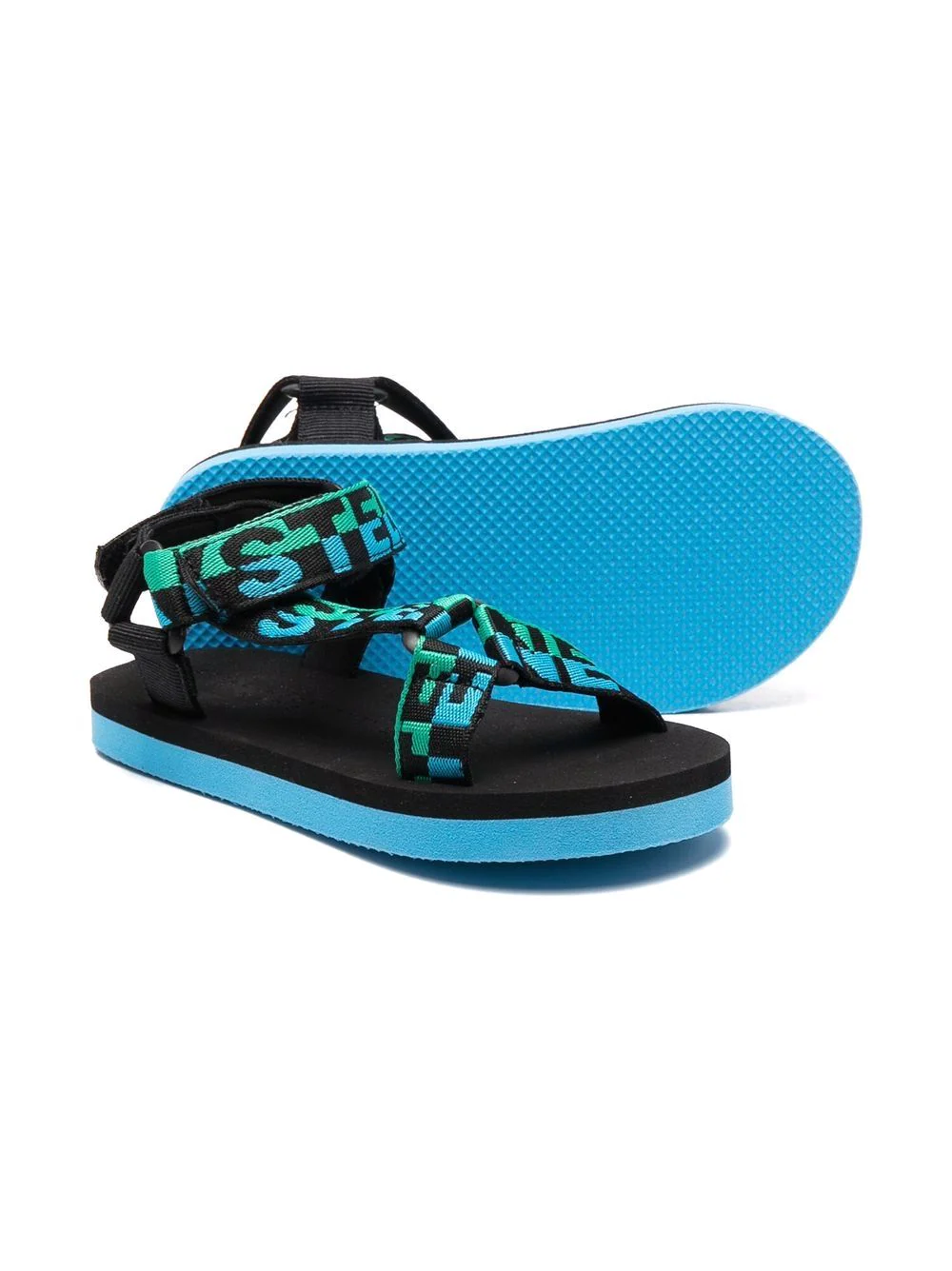 Load image into Gallery viewer, Boys Strap Sandals in Black/Green/Blue

