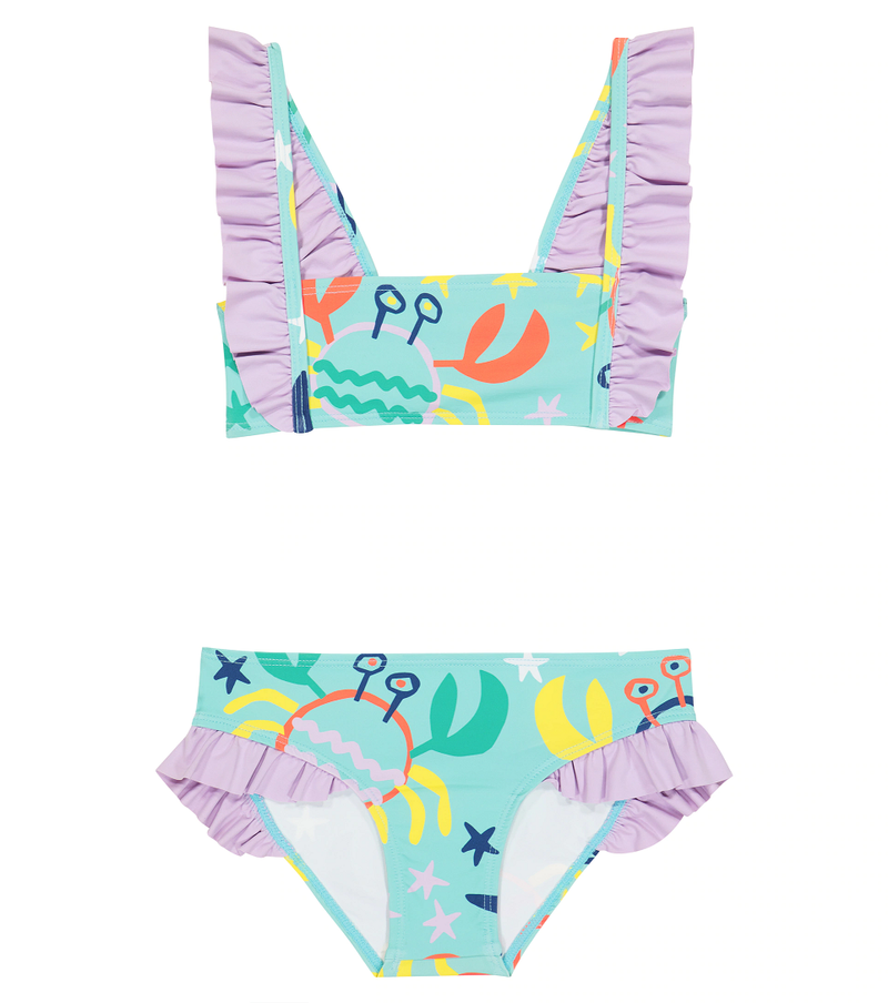 Girls Ruffle Bikini Set with Print as