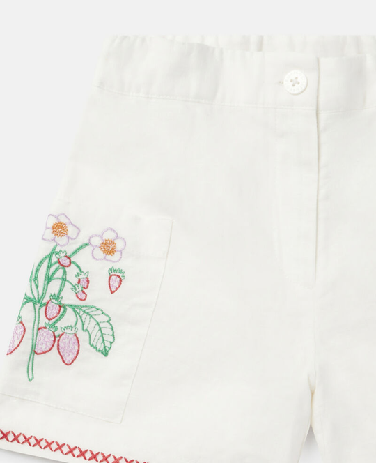 White Embroidered Shorts for Girls