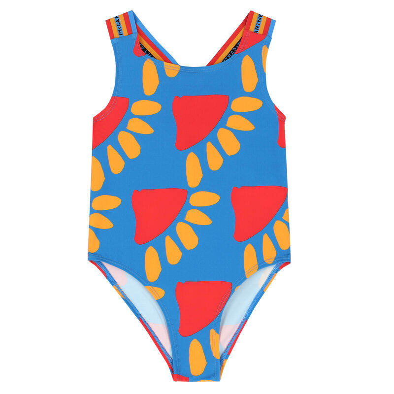Load image into Gallery viewer, Girls One Piece Swimsuit in Orange/Red Print

