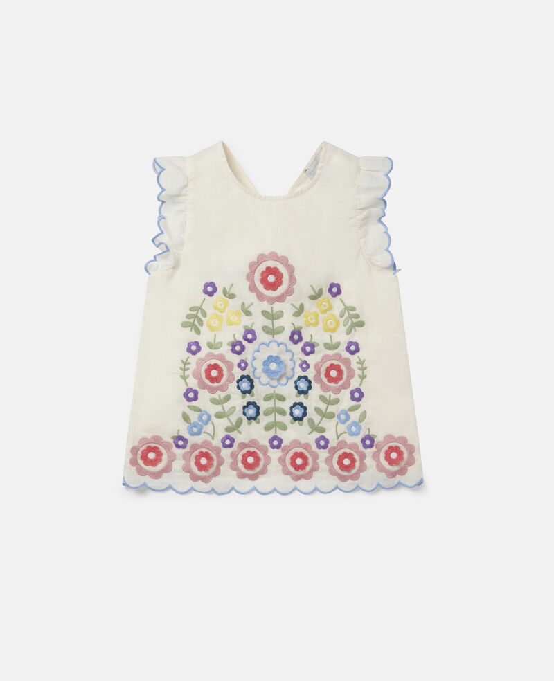 Load image into Gallery viewer, Girls White Sleeveless Top with Flower Embroidery
