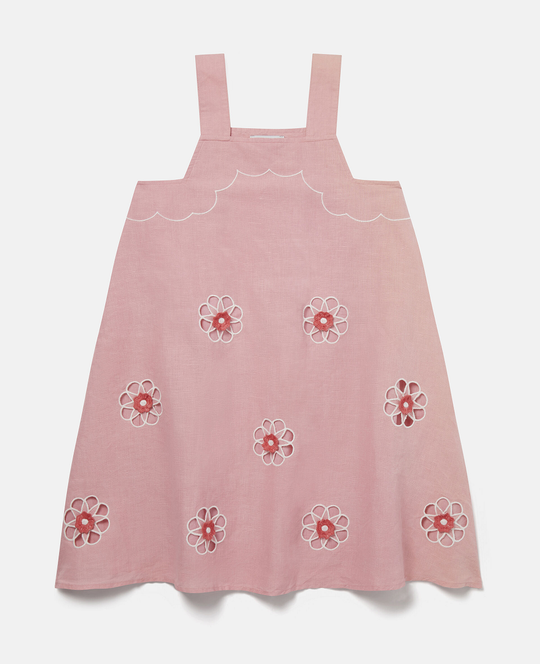 Girls Pink Dress with Floral Details