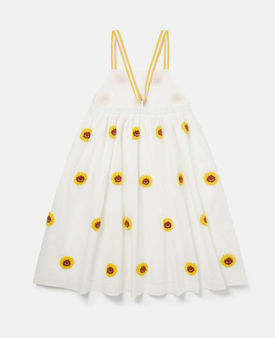 Flare Skirt Dress with Yellow/White Shoulder Straps
