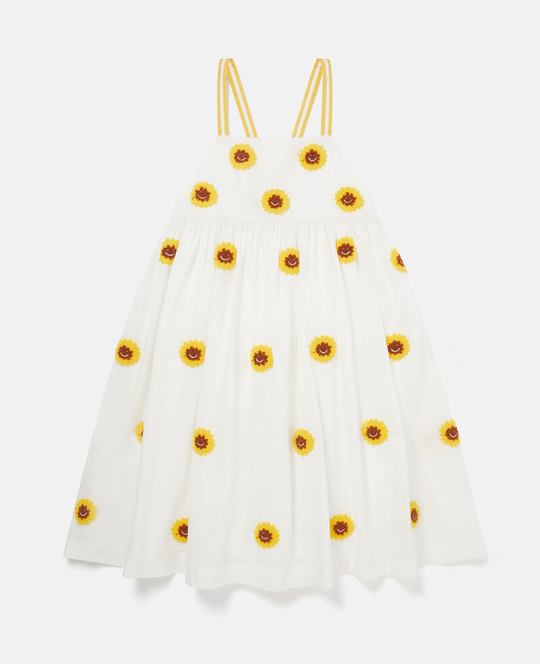 Girls Sunflower Dress in White/Yellow