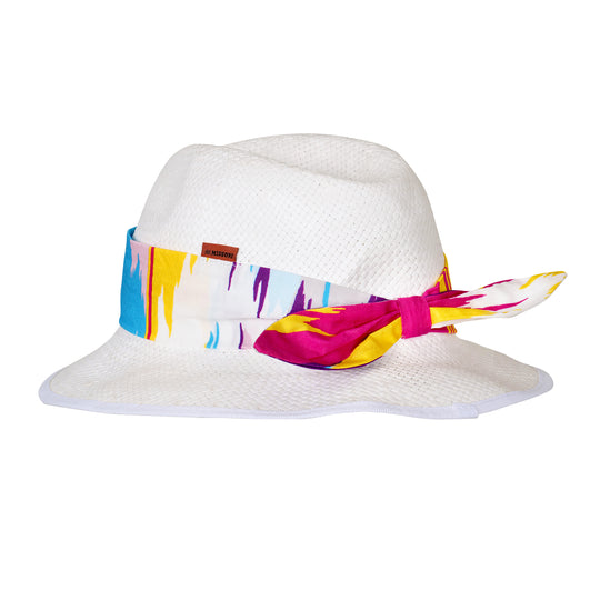 Girls Fedora Hat Beige/Fuchsia