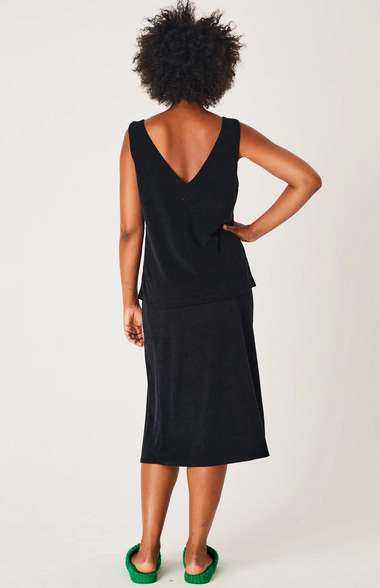 Terry Midi Snap Skirt Black - Skirt