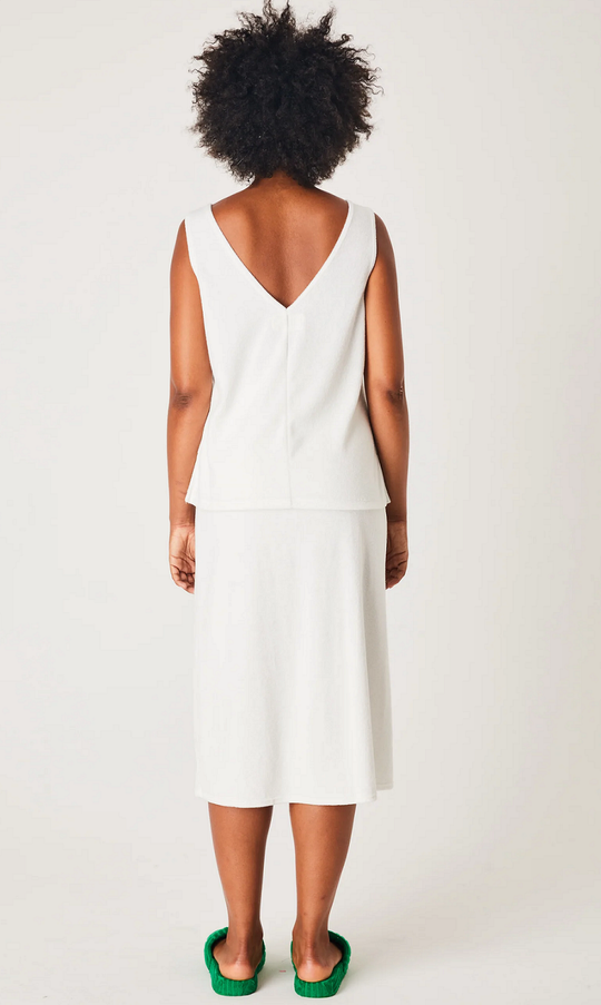 Load image into Gallery viewer, Terry Midi Snap Skirt White

