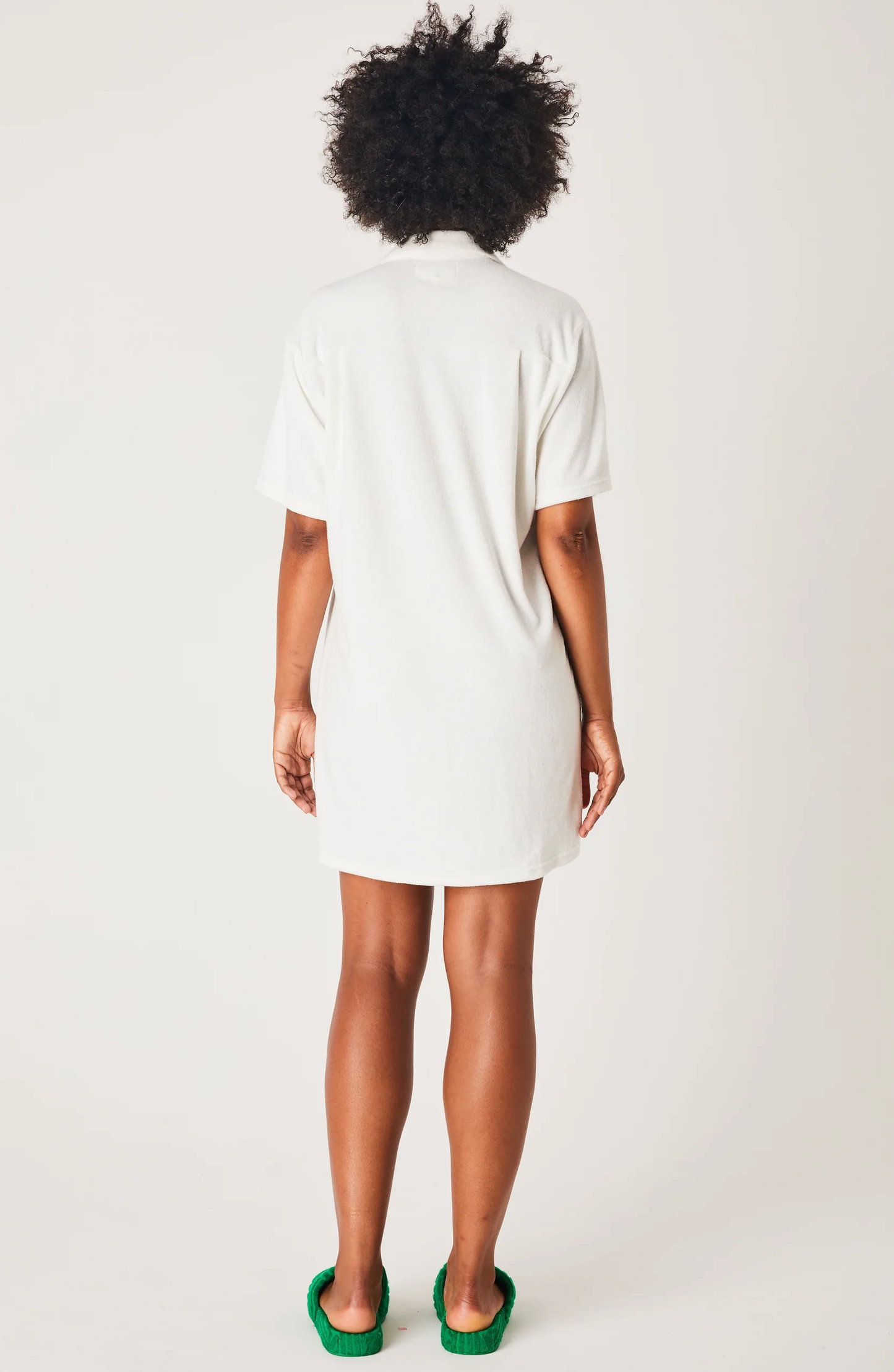 Load image into Gallery viewer, Terry Shirt Dress with Tie White
