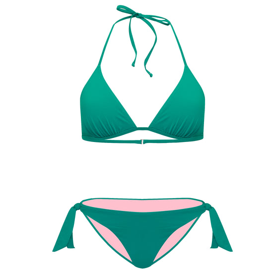 Load image into Gallery viewer, Just Emerald Tie Side Bikini Top
