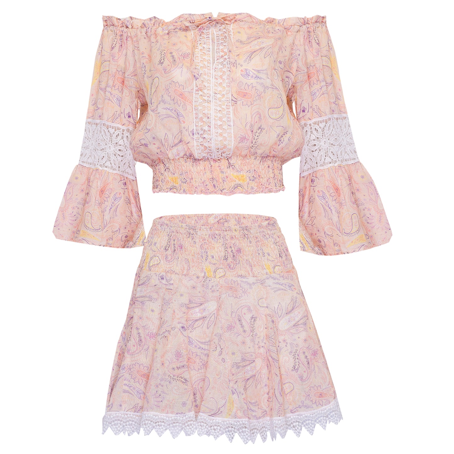 Paisley Crop Top & Mini Skirt Set