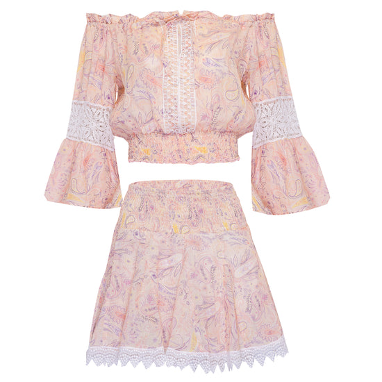 Paisley Crop Top & Mini Skirt Set