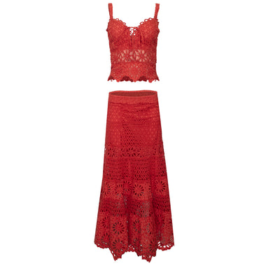 Peru Top Coral & Maxi Skirt - Set