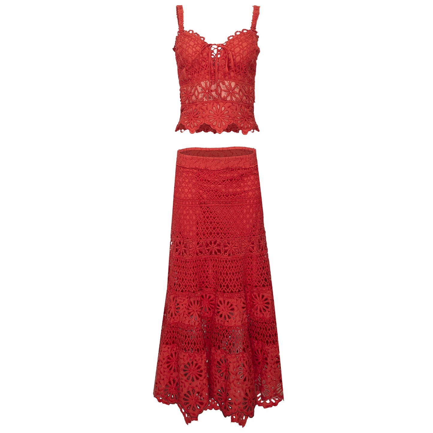 Load image into Gallery viewer, Peru Top Coral &amp;amp; Maxi Skirt - Set
