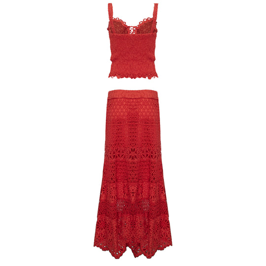 Load image into Gallery viewer, Peru Top Coral &amp;amp; Maxi Skirt - Set
