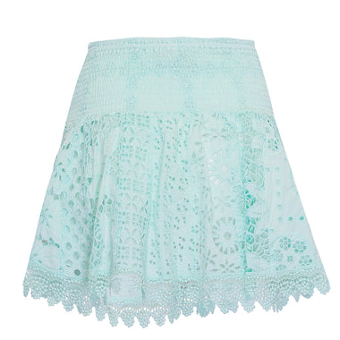 Ruffle mini skirt in aqua