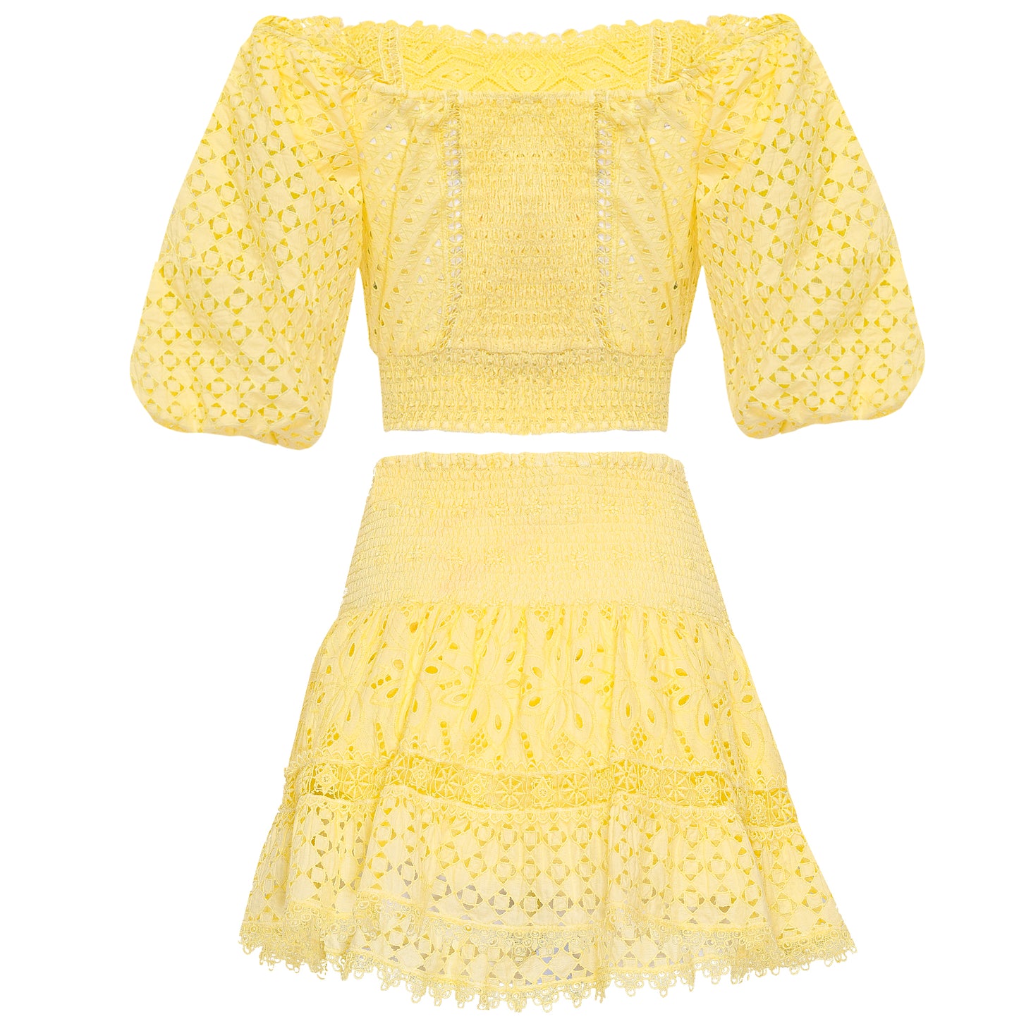 Cotton eyelet skirt and top set 