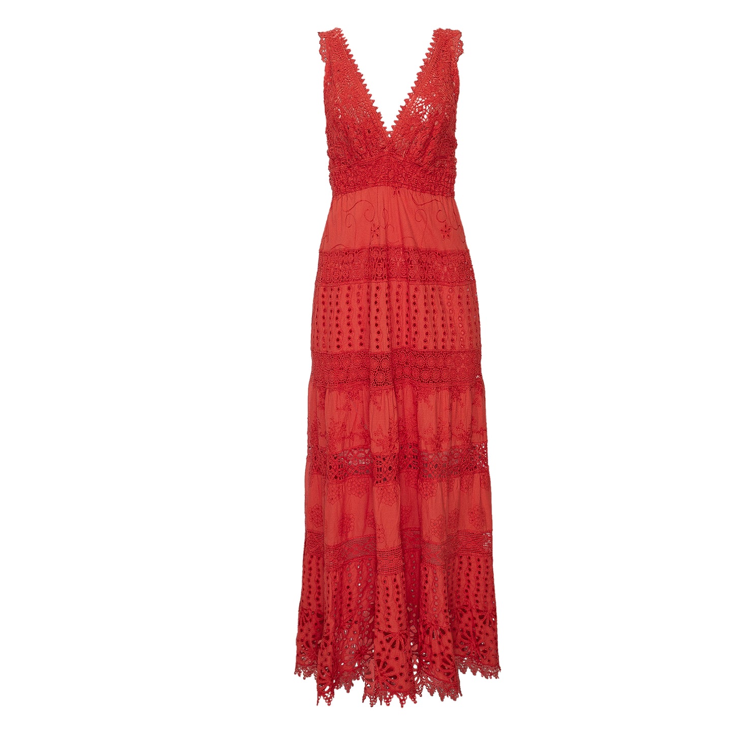Load image into Gallery viewer, Red Embroidered Maxi Dress
