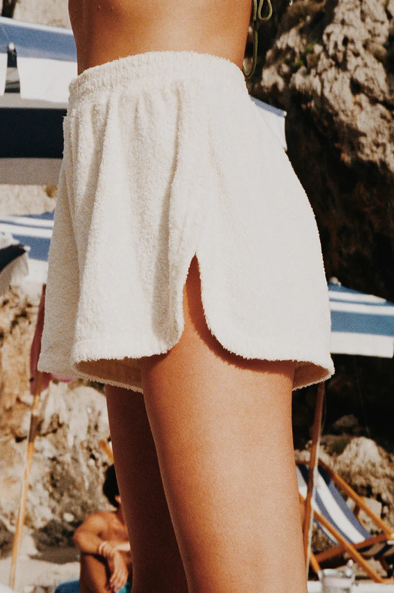 Womens White Shorts in Terry Towelling
