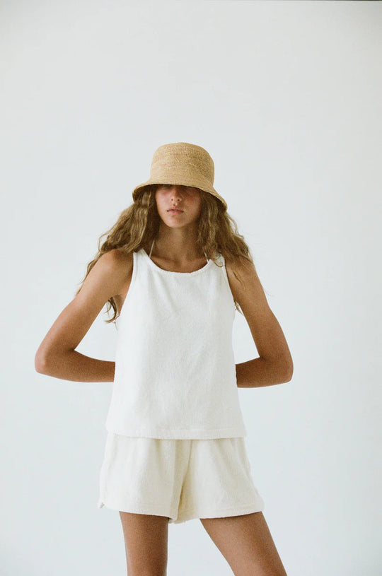 Load image into Gallery viewer, White Tank Top in Terry Cotton 
