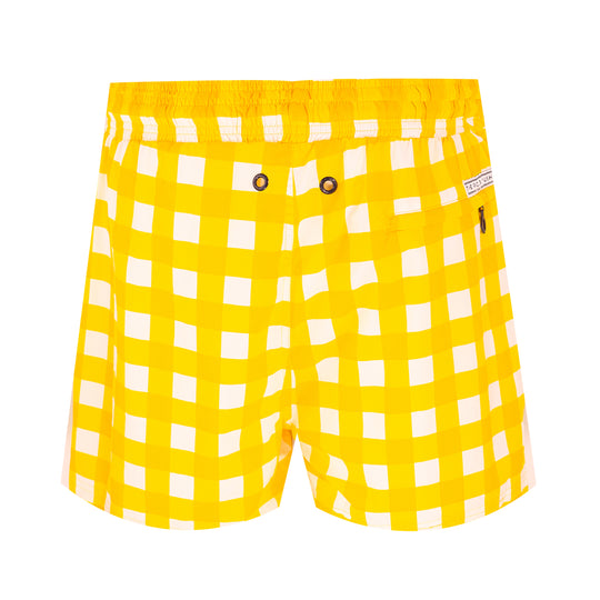 Load image into Gallery viewer, Balmoral Yellow Check Men&amp;#39;s Swim Shorts
