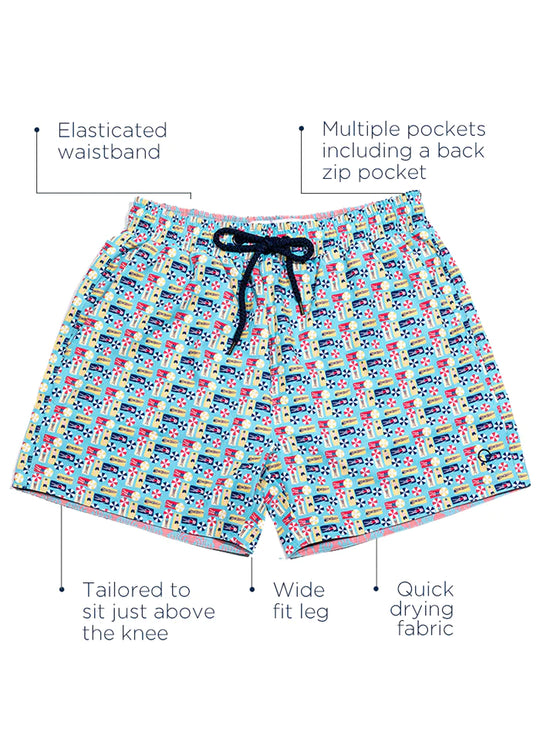 Geometric Swim Shorts with Quick Drying Fabric