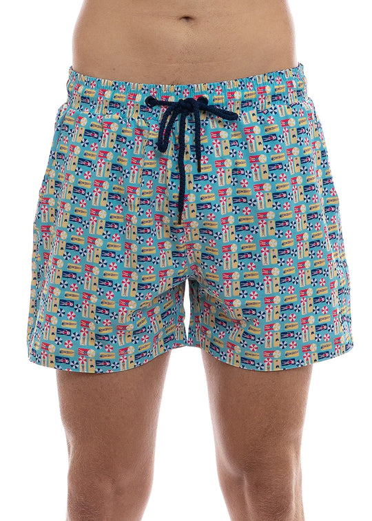 Mens Designer Swimwear with Beach Print