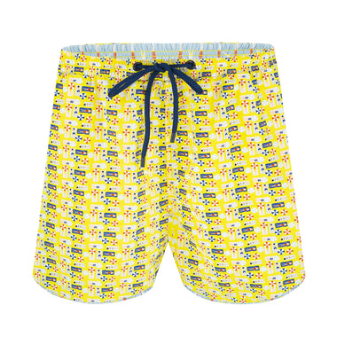 Mens Swim Board Shorts with Beach Print