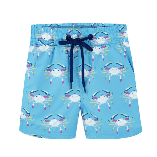 Boys Swim Trunks with Crab Print