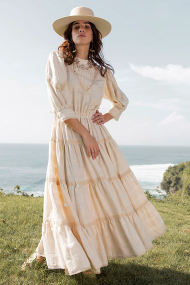 Ginevra Maxi Dress Plain Natural - Dress