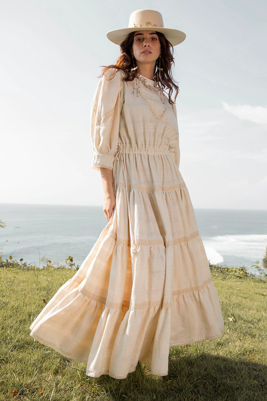 Load image into Gallery viewer, Ginevra Maxi Dress Plain Natural - Dress
