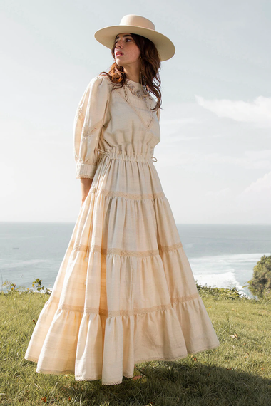 Ginevra Maxi Dress Plain Natural - Dress