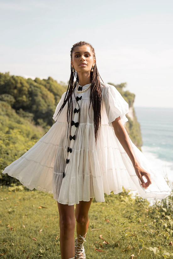 Jaquetta Mini Plain Dress Milky White