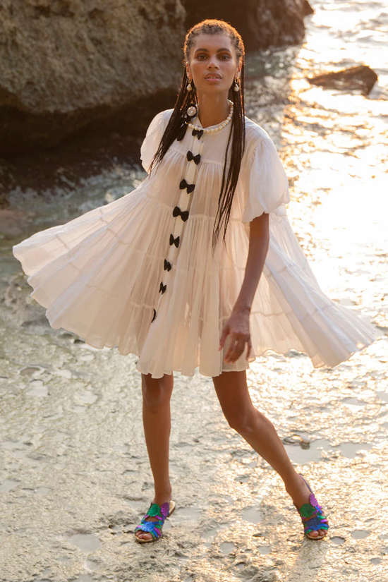 Jaquetta Mini Plain Dress Milky White