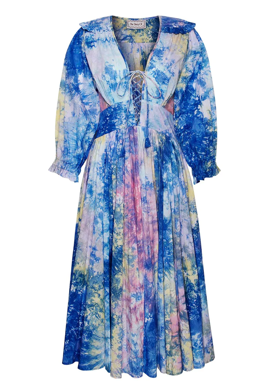 Load image into Gallery viewer, Jypsierre Midi Dress Kaleidoscope Tie Dye Blueberry - Dress
