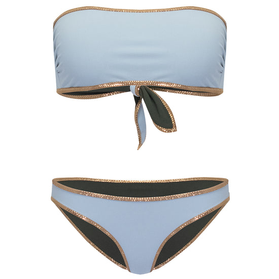 Hampton Bandeau Reversible Bikini Set Aquamarine/Jungle