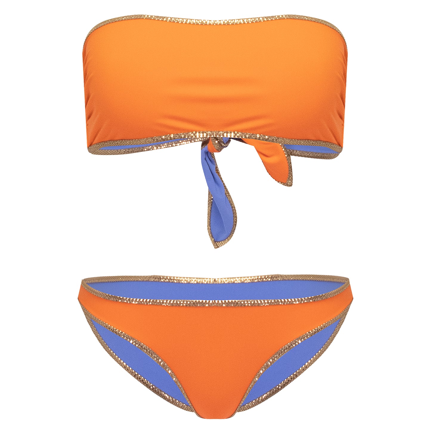 Load image into Gallery viewer, Hampton Bandeau Reversible Bikini Set Lilac/Orange - Bikini

