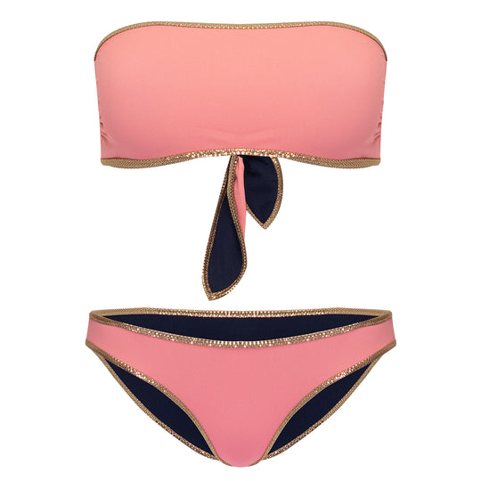 Hampton Bandeau Reversible Bikini Set Pink/Dark Blue