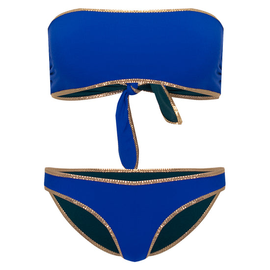 Hampton Bandeau Reversible Bikini Set Dark Green/Blue