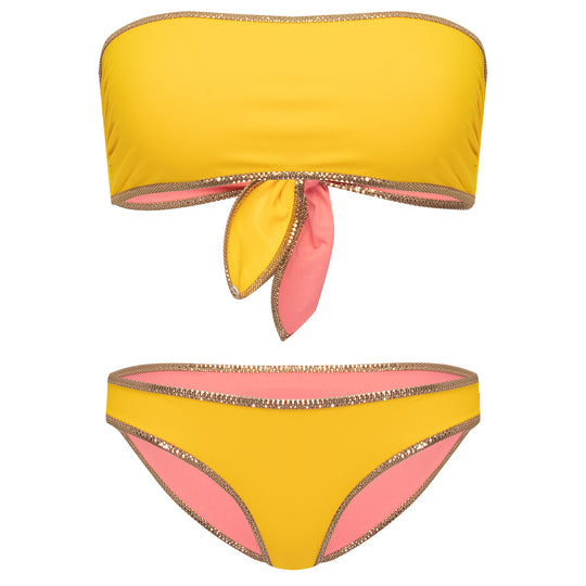 Hampton Bandeau Reversible Bikini Set Yellow/Pink