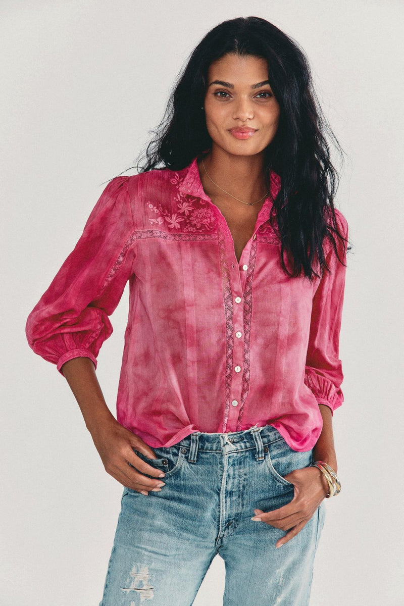 Tie Dye Long Sleeve Button Top