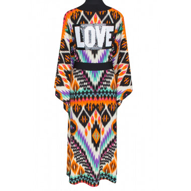 Tribal Orange Apache Long Kimono Love - Kimono