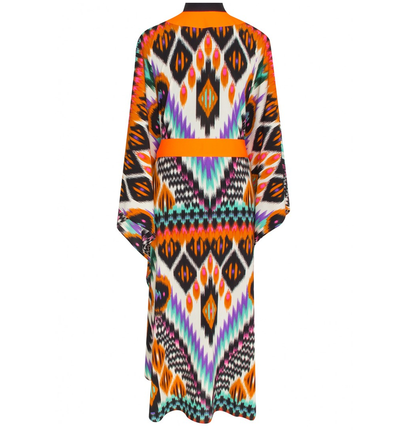 Tribal Orange Apache Long Kimono Neon Orange