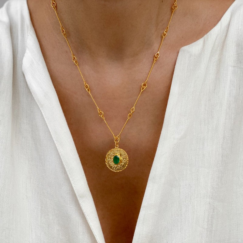 Twist Necklace Green Onyx