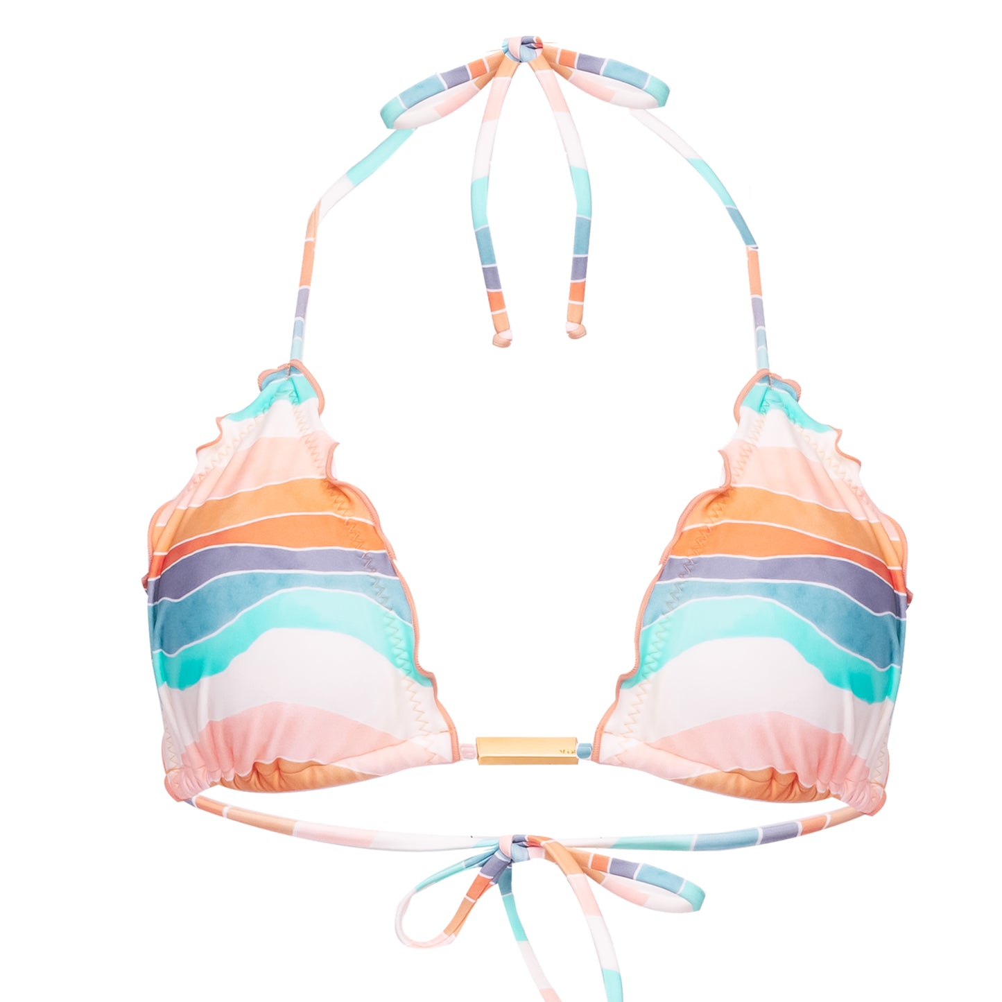 Load image into Gallery viewer, Alyssa Ripple Tri Top Multi - Bikini Top
