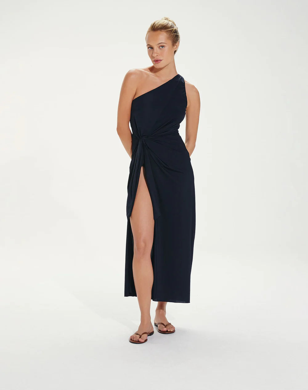 Solid Kiana Long Cover Up Black